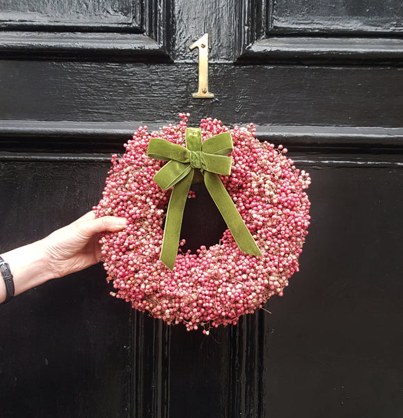 Beautiful Pink Peppercorn Wreath - Rose and Ammi Flowers Edinburgh florist