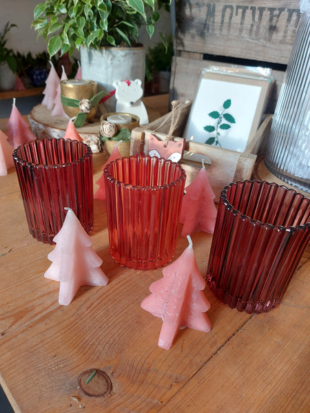 Pink Christmas Tree Candle - Rose and Ammi Flowers Edinburgh florist