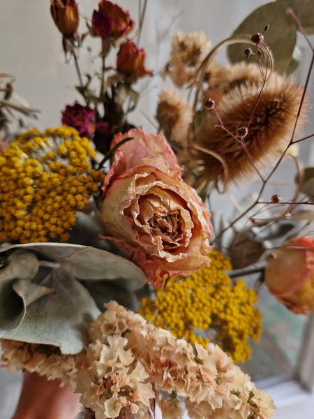 Dried flower posy - late summer selection