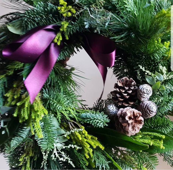 A fresh Christmas Wreath - pre-order now for delivery/collection from 1st December - Rose and Ammi Flowers Edinburgh florist